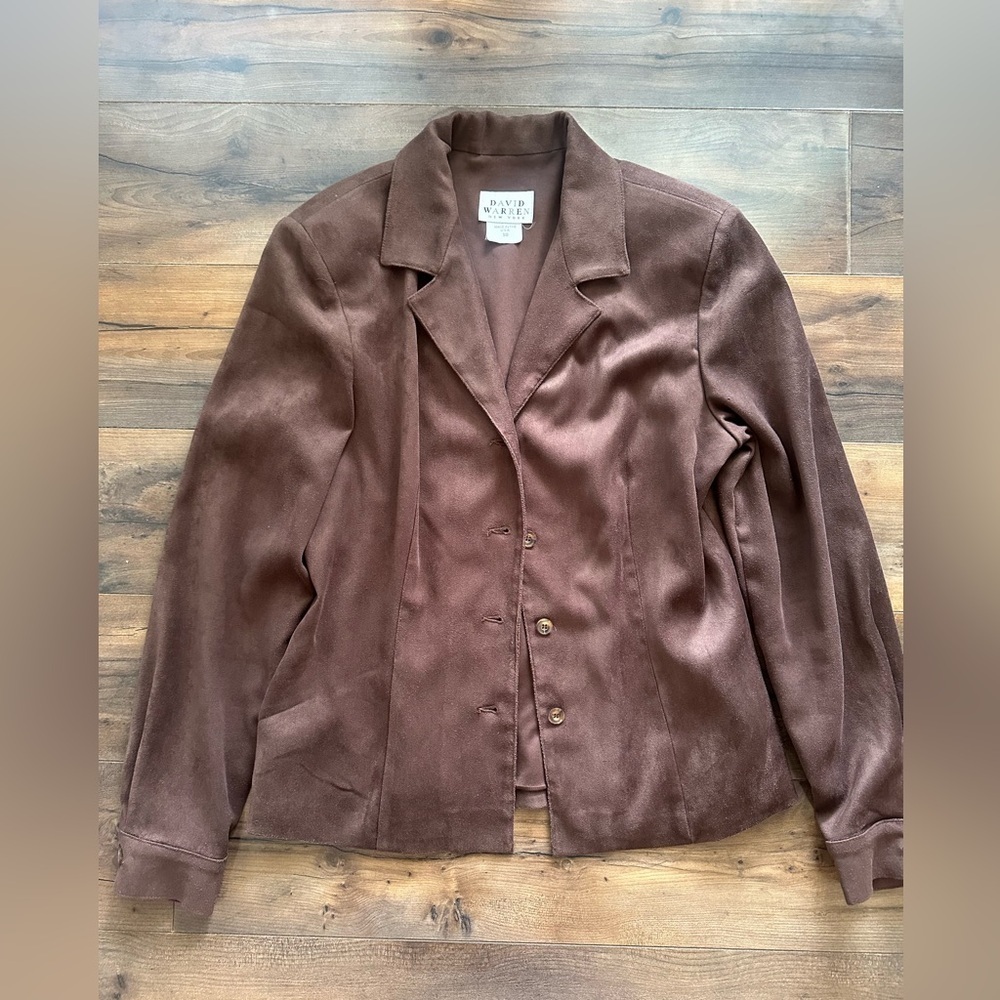 Vintage David Warren New York Brown Faux Suede Blazer Size 10